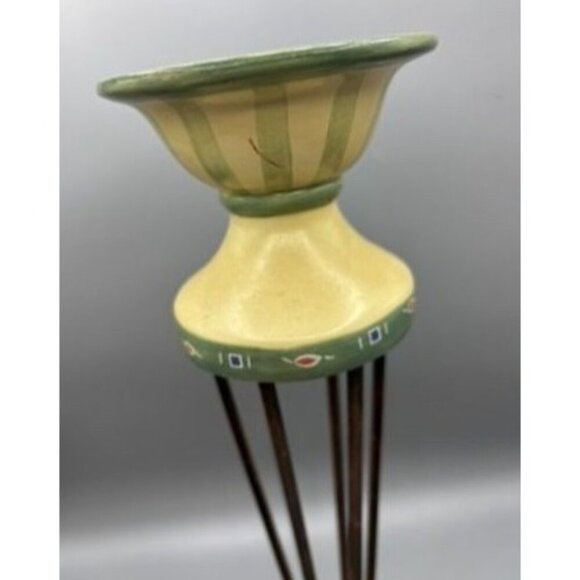 Pfaltzgraff Wrought Iron Resin Candlestick Holder Bee Flowers 14" - Picture 5 of 7